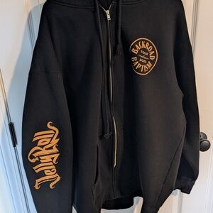 Black Hoodie with Orange Graphics